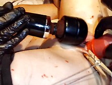 Lady Shock - candle dildo,  clothespin and vax