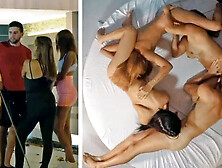 Three Gold Diggers Accept to have a Incredible Foursome with a Rich Man.