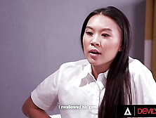 DEVILS SEX TAPE - Nasty Student Kimmy Kimm Deepthroats Her Teacher's Dick For Great Grades