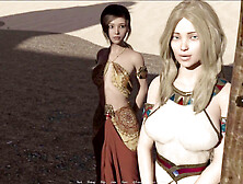 Hot blonde maid goes public in an anime-style adventure