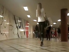 Hawt golden-haired cutie in her constricted lethers