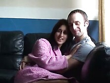 Real couple Zarina and Jay chat before having sex on camera