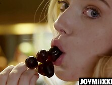 Oxana Z crawls naked on the table flaunting perfect pussy