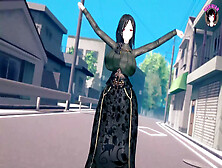 Tomoe - Alluring Milf In Tight Dress Dancing + Gradual Undressing (3D Cartoon)