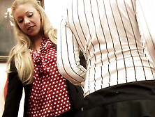 Blonde Secretary Gets Disciplined By Her Lesbian Boss With A Big Strapon For Her Skirt