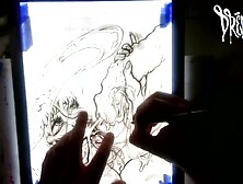 Facial Explosion creates Sperm Comet in the night sky - lightbox erotic drawing creation by Drenched