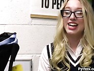 Dress Stealing Blonde In Glasses Gags On Officers Dick