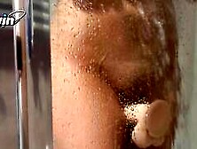 Hot girl masturbating in bathroom with faux-cock and fat ass!