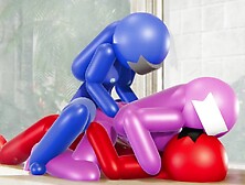 Red And Blue Impostors From Game Among Us Roughly Fuck