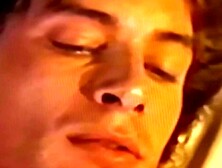 Buffed Leigh Erickson wanks his cock right in front of us