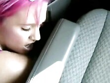 Pink haired girl fucking in the car