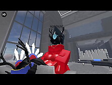 Demon mounts Succubus chick on the couch.