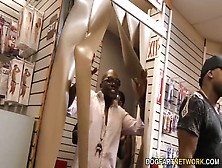 Anal slut Lexi Lowe gets gangbanged in adult video store