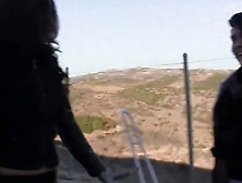 Kandy and friends Pump a Harley Davidson Chopper