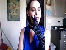 Sweet Goth Bitch Smokes Cigarette Wearing Silk Gloves