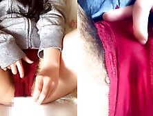 First-time furry captures herself masturbating on dual screens ♡ Wet panties and pussy ♡