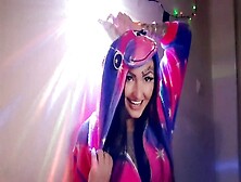 Nika,  the dominant mistress in unicorn pajamas,  will tease and guide you on how to pleasure yourself today.  Follow her hand as s