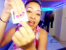 Your sexy Mexican girlfriend Saturno Squirt shows you how to put on a condom in a fun and steamy way