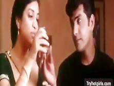 Desi sexy and juicy woman in a red saree getting fucked by servant