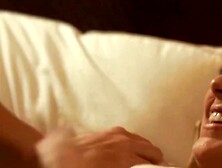 Redhead Penny Pax sat on the smooth face of Sovereign Syre in a wild tribbing session