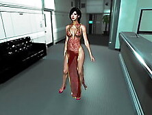 Toned Ada Wong put on a red dress and dance at Umbrella reception