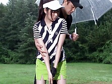 Smart Japanese Ladies Combine Their Hobbies - Golf And Fucking