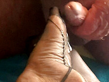 Mrs Mature Feet getting special cream on her FF Nylons