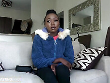 Tiny Black Teen Believes Casting Agent And Ends Up Fucked Hard On A Couch! (18+)
