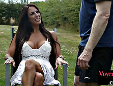 Big-titted cougar teasing lucky guy