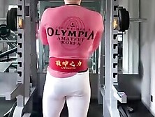 A Chinese Muscle Man Workout In Sexy Tights With A Small Cock