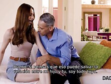 After quarrel skinny gal has sex with BF's handsome dad