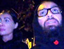 a hot lady at night sexy and walking around the street