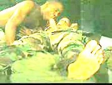 Two Army Gays Suck Cock In Interracial Tryst