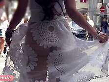 Funk City - Jeny Smith walks in public in transparent dress without panties
