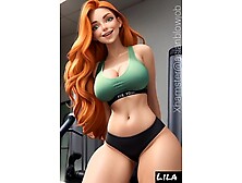 Lila Ginger in fitness sport club (Ai model)
