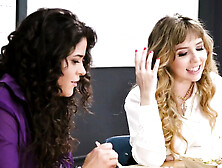 Lena Paul & Victoria Voxxx Horny Teachers Fuck in Lounge - Big Natural Tits Lesbian Sex