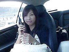 Cute Asian Brunette Teen Fingered After Blowing In The Car