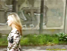 European Lady Taking Huge Piss In Public