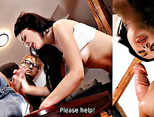 STUCK4K.  Brunette doesn't know pool game will lead to copulation