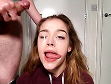 Cum teardrop facial for barely legal teen cumslut