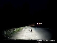 Amateur sucks cops dick in his car at night