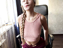 Russian Amateur Masturbation with Huge Dildo - Tight Pussy Squirts Sweetly