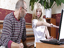 TrickyOldTeacher - Private tutor lesson turns blonde student 18+ to fuck and get cum facial