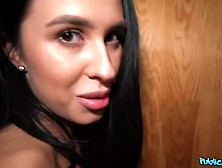 Raven-haired hottie Alyssa Bounty gets pounded on the floor