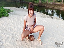 A Shy Lady Squirts A Small Trickle Of Pee On A Coconut