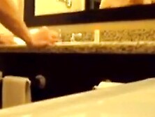 Interracial Couple's Bareback Bathroom Fuck