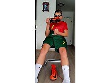 Gay 18 Soccer Twink Wanks,  Sniffs Socks And Shoes And Cums