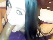 Pretty Brunette Blows a Black Cock