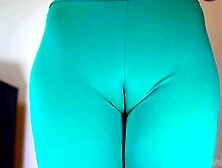 Stepsister tries on tight shorts and flashes huge hairy pussy