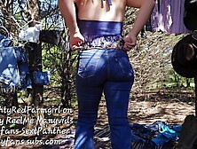 Part two strawberry blonde tries on jeans showing off naked body